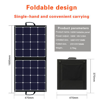 Outdoor Portable Solar Module 24V 100w Foldable Solar Panel For Traveling