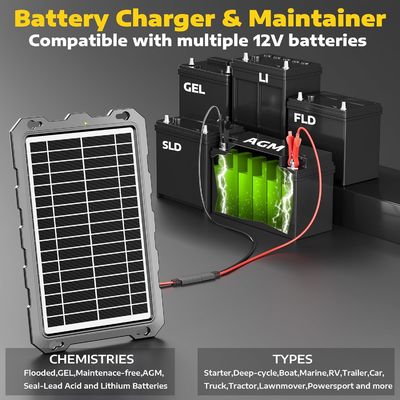 10W 12V Solar Battery Trickle Charger Powered Battery Maintainer Marine