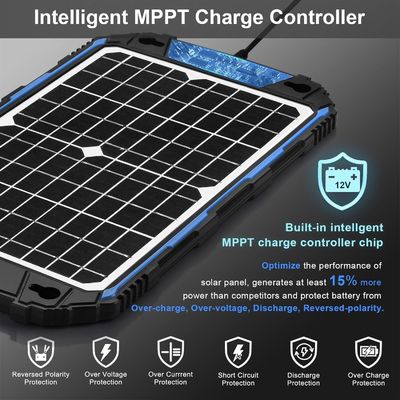 12W 12V Solar Panel Trickle Charger Solar Powered Battery Maintainer MPPT