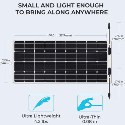 Marine RV Thin 100w Flexible Solar Panel Cell IP68 Waterproof ODM
