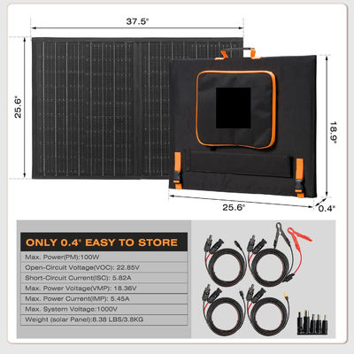 100W Off Grid Foldable Solar Charger Portable Solar Panel Kit For Camping