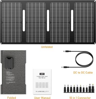40W Portable Solar Panel 15V DC Outlet for Outdoor Camping Hiking