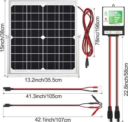 20W 12V Solar Panel Battery Charger Trickle Maintainer For Motorcycle Automotive
