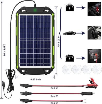 10W 12V Waterproof Solar Battery Charger Maintainer for Car Boat Marine RV