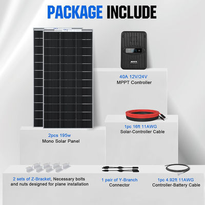 Monocrystalline Solar Panel Kit MPPT Off Grid 400 Watt 12V