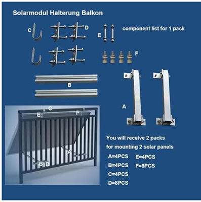 Rustproof Balcony Solar Panels Mounting Brackets Lightweight with white