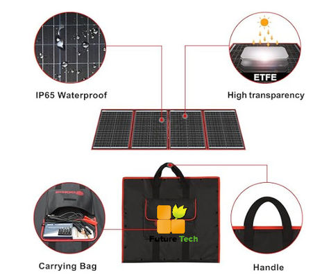 FT160 Portable Flexible Solar Cells Charger  System 160W 18V with black ABS