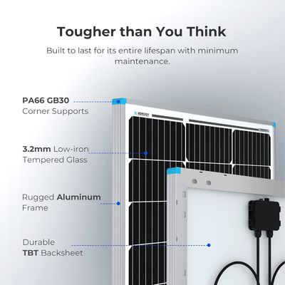 PV Monocrystalline Balcony Solar Panels 100 Watt 12V OEM
