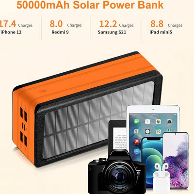 Wireless Portable Solar Battery Bank Phone Charger 50000mAh Power