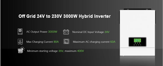 FT3000 Solar hybrid Inverter 3200WBuilt in 80A MPPT Solar Charge Controller with white