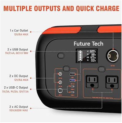 FTMB600 Portable Power Station Set 300W,600W Backup Lithium Battery Pack Bank