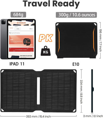 Portable Monocrystalline Solar Cell Emergency ETFE Solar Panel Chargers 10W 5V