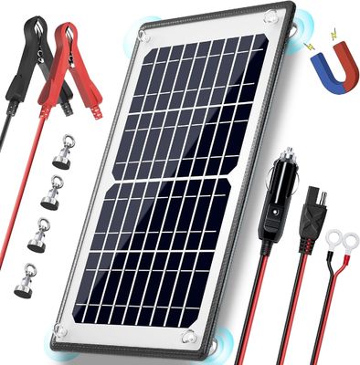 10W 12V Magnetic Solar Battery Charger Trickle Maintainer Waterproof For Boat