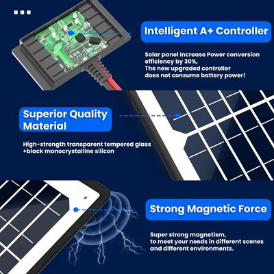 10W 12V Magnetic Solar Battery Charger Trickle Maintainer Waterproof For Boat