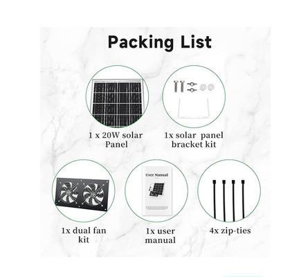 FTB20  Outdoor Solar Panel Kit Powered Exhaust Fan For Chicken Coop IP65 Waterproof