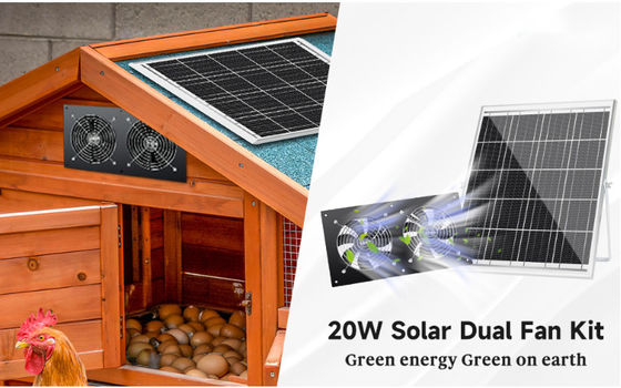 FTB20  Outdoor Solar Panel Kit Powered Exhaust Fan For Chicken Coop IP65 Waterproof