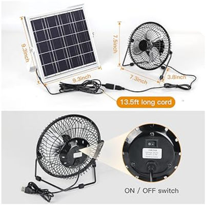 FTB10 Solar Panel Exhaust Fan 6 inch Solar Powered Fan High Air-Flow 2000RPM 36dB