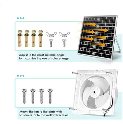 White Monocrystalline Mini Solar Panel Kit Brushless Fan 30W 8&quot;