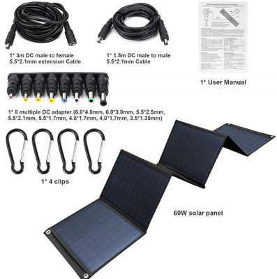 High Efficiency Foldable Solar Panel 60W with 5V USB for Camping,Cell Phone