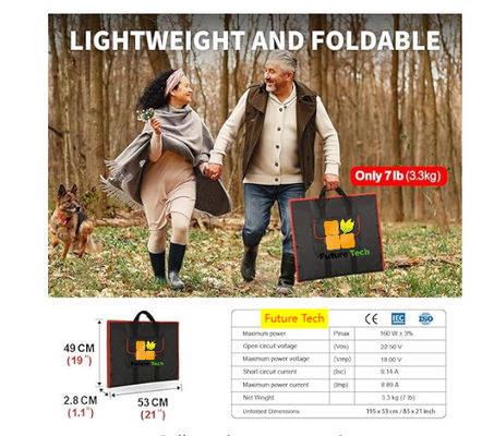 FT60 Foldable Solar Panel 60w Charger Blanket Waterproof IP65 with black